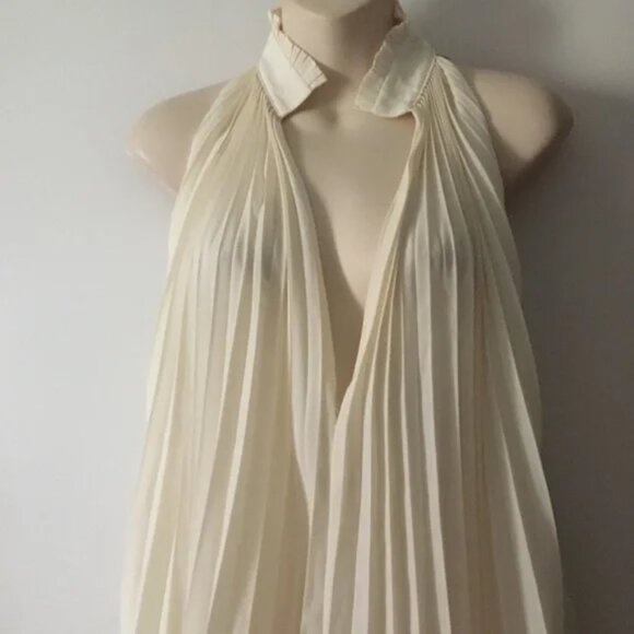 Aritzia Babaton 1-01 Guell High Neck Pleated Sleeveless Blouse Tunic Size Small - Picture 4 of 9